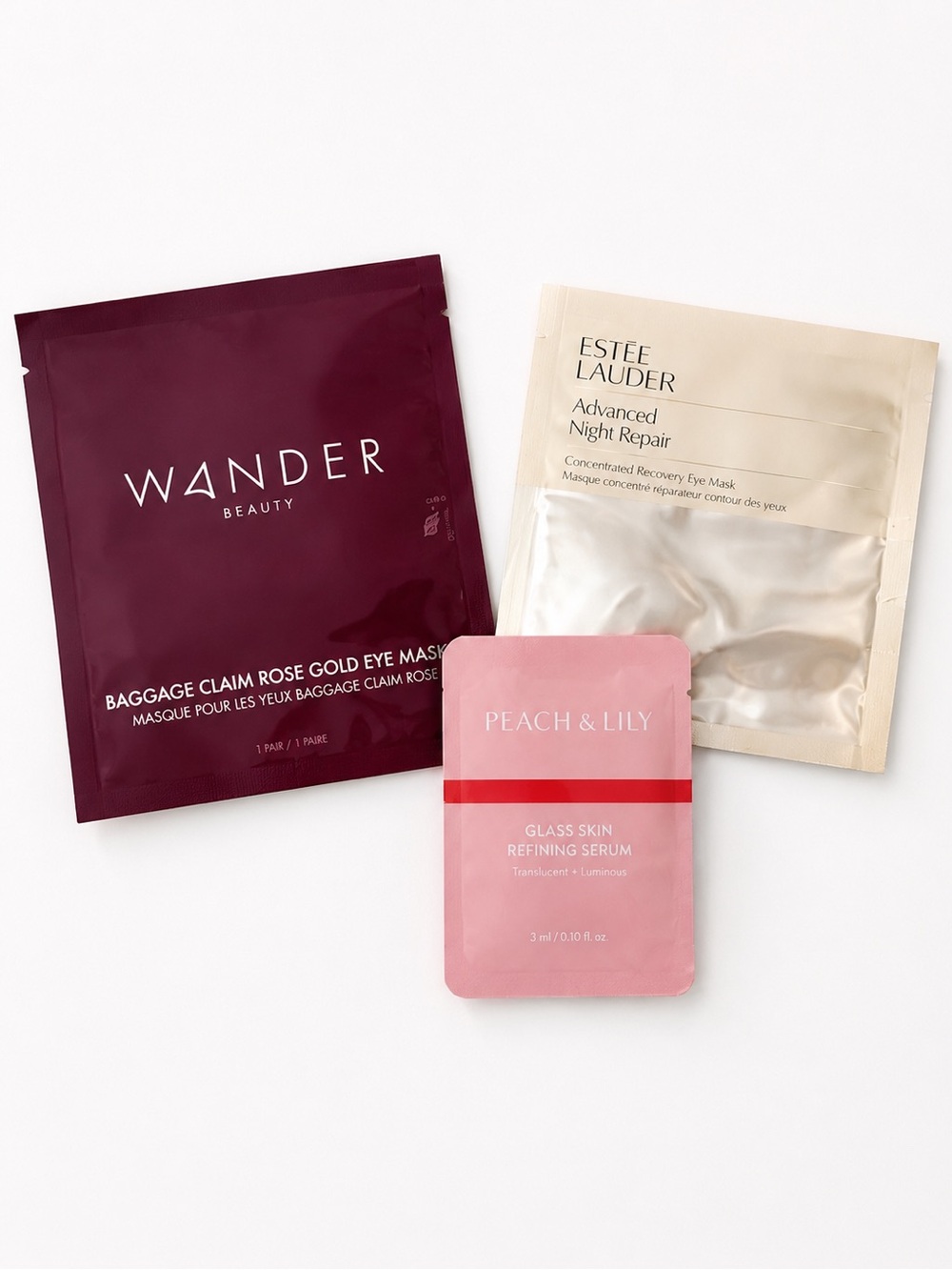 Luxury EYE MASK Set NWT 3PC Estée Lauder Wander Beauty and Peach & Lily Serum
